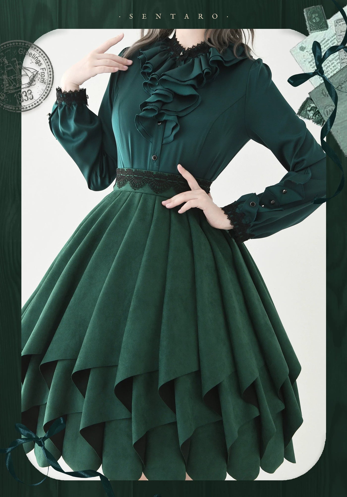 Sentaro - Molten Snowtop - Classic Lolita SK, Cape With Detachable Collar