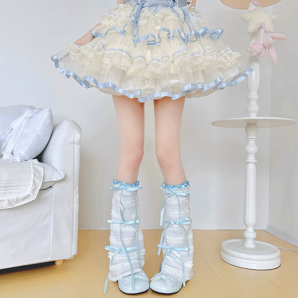 Handmade ribbon and lace Lolita leg warmers and socks - view 17