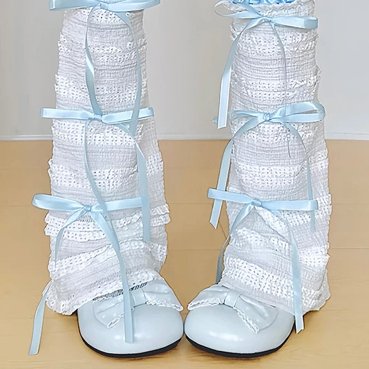 Handmade ribbon and lace Lolita leg warmers and socks - view 30