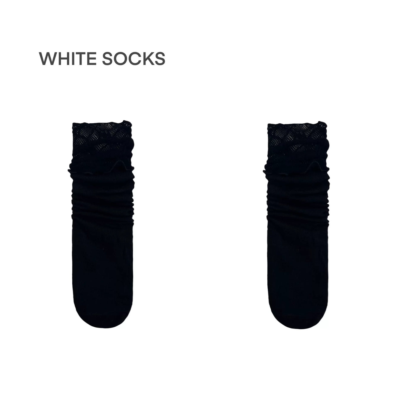 White Socks - Ballet Lace Mesh - Mid-Calf Socks with Lace Mesh Panels