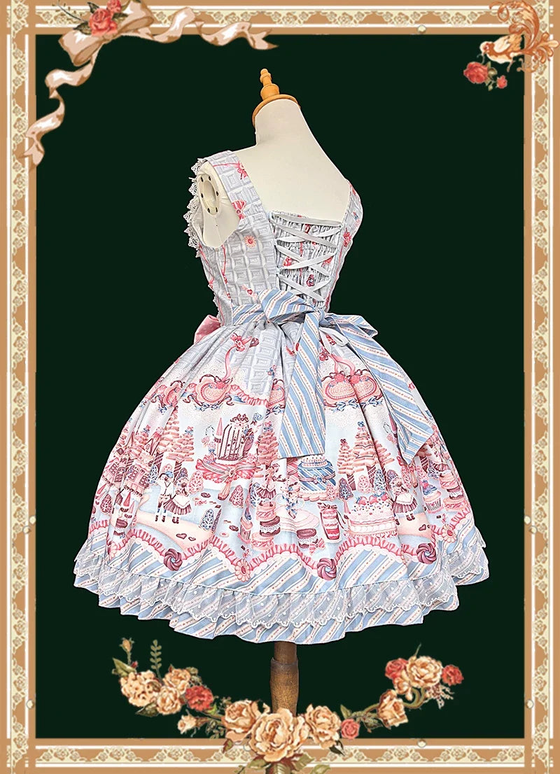 Infanta - Candy House - Old School Lolita Cake Print JSK Dress, Side Zipper