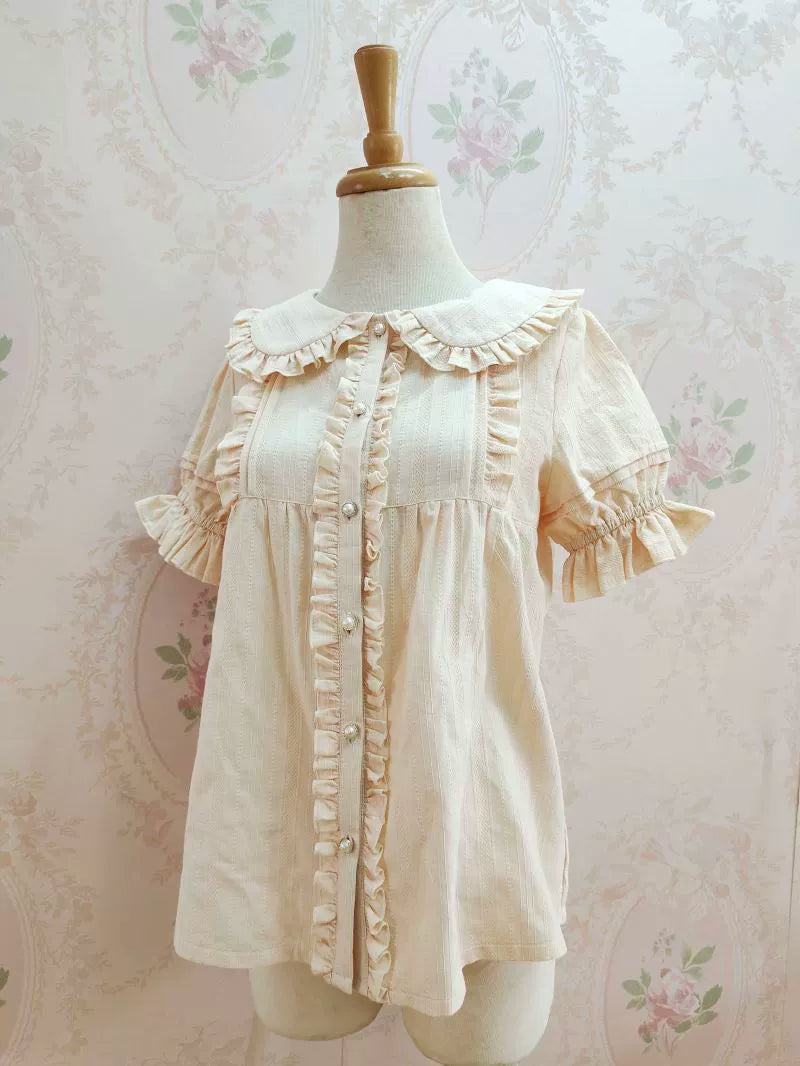 Yilia - Cotton Sweet Lolita Blouse - Peter Pan Collar Innerwear