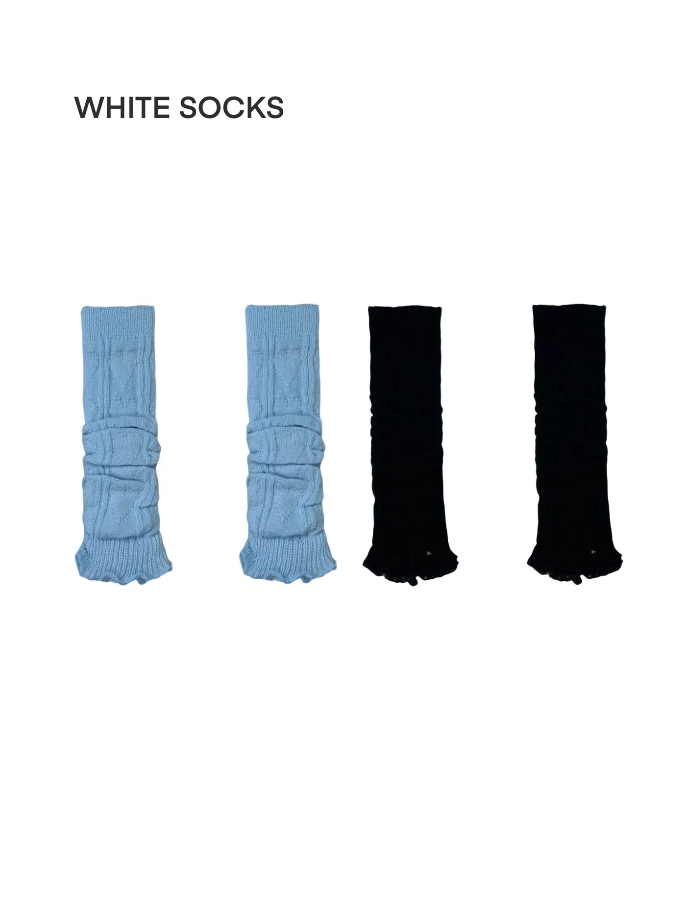 White Socks - Japanese Knit Slouch Socks - Knit Slouch Socks with a Ribbed Cuff