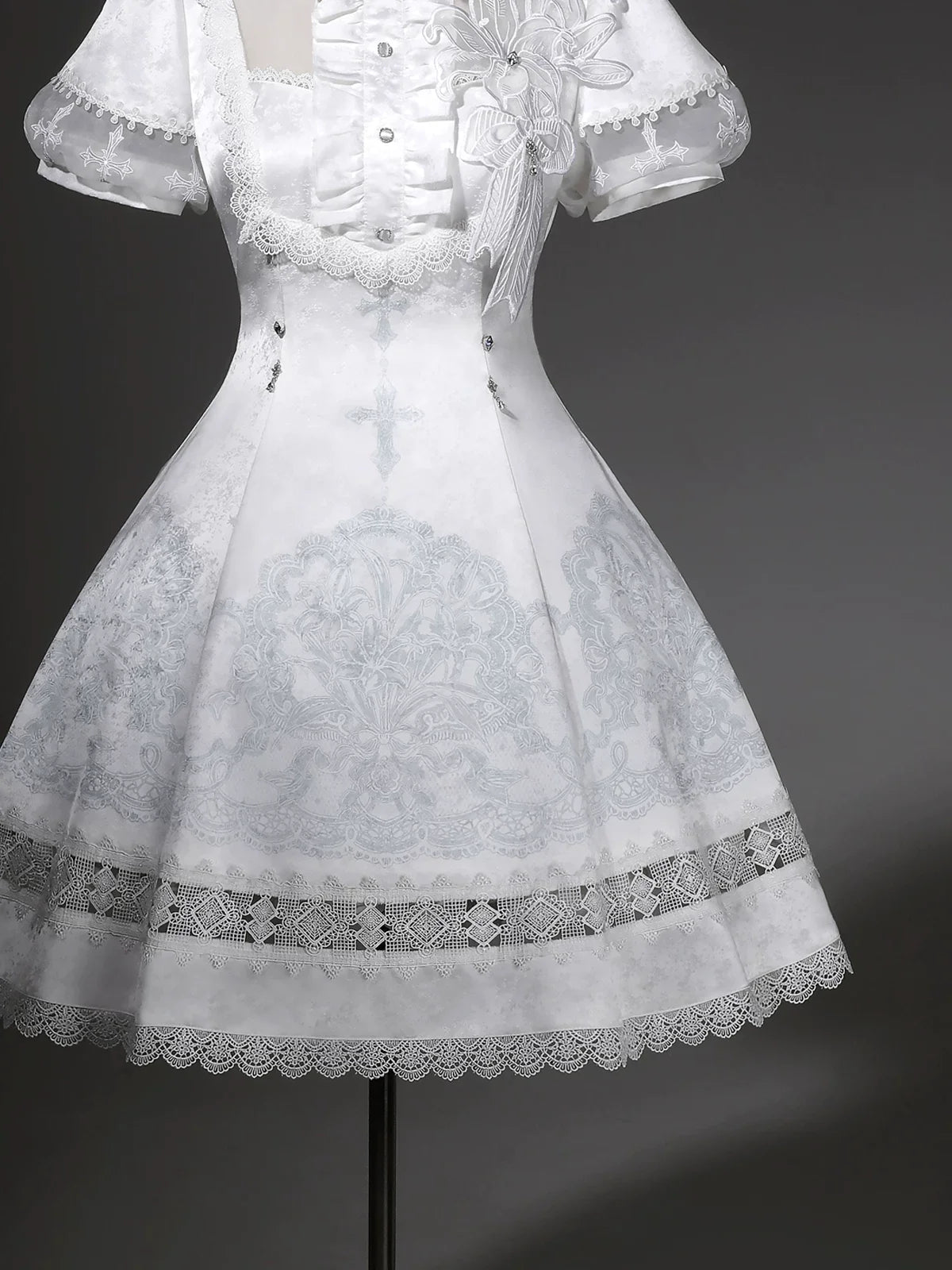 Letters from Unknown Star - White Classic Lolita Printed OP - Dress with Cross OP Dress