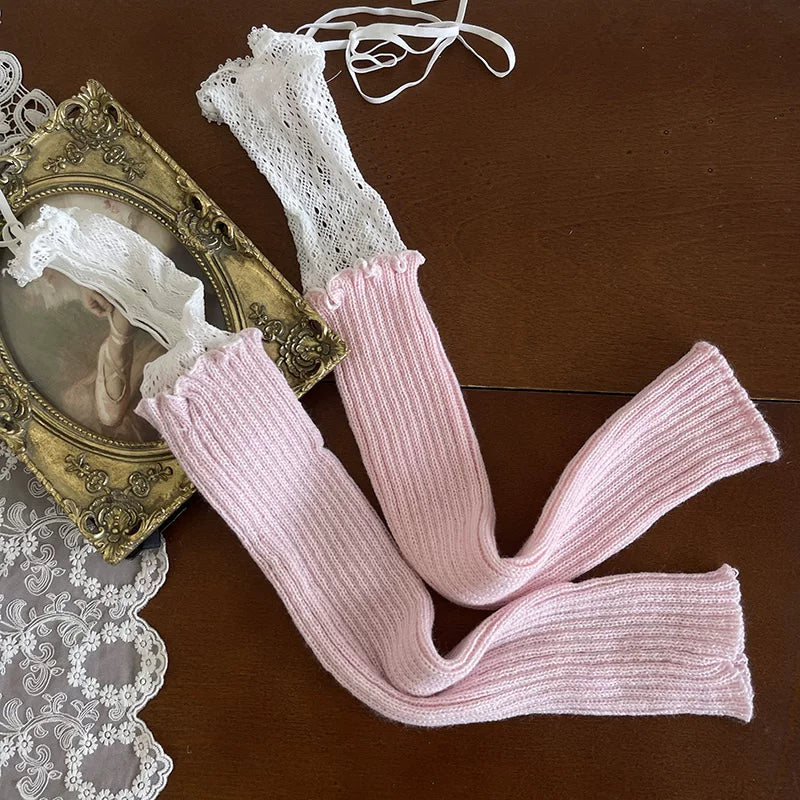 Sock Noble - Layered Y2K Legwear - Pink fishnet tights with strap-detail slouch socks