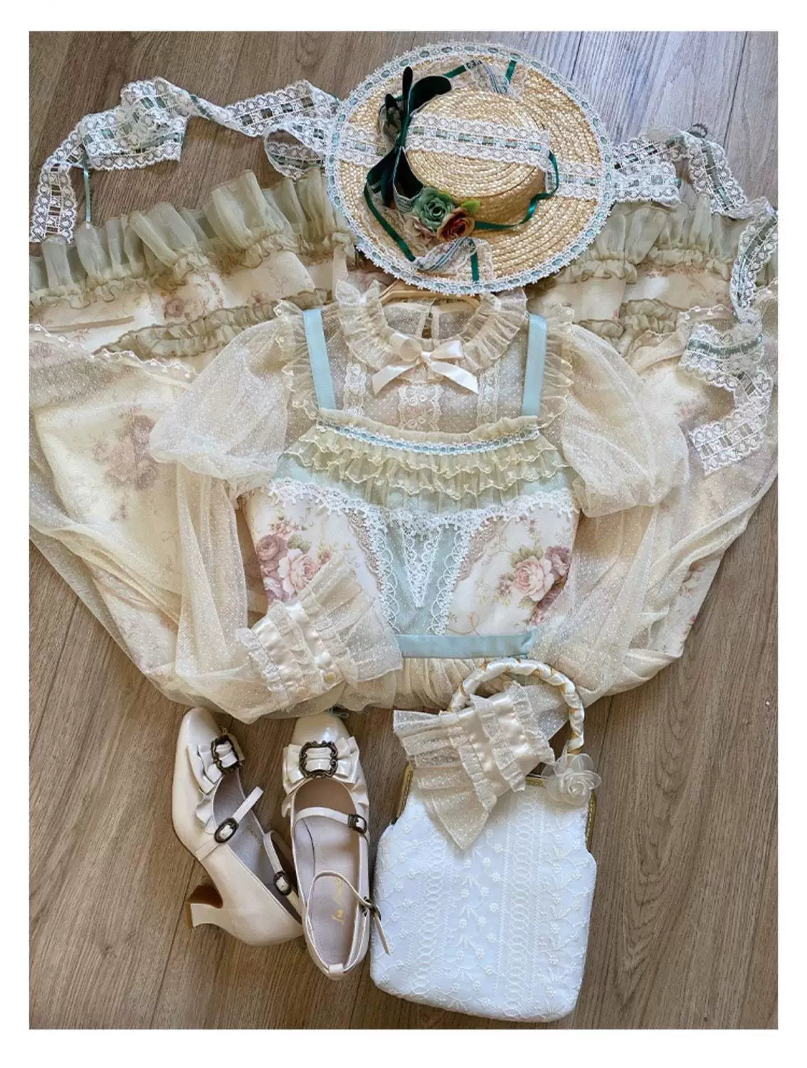 Sweetheart Dream Machine - Concerto - Lolita Top with Puff Sleeves and Lace-Mesh Sleeves