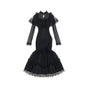 Black Lily Embroidered Mermaid Qipao with Built-in Tulle Support Pre-sale, shipping starts Oct 23 / S