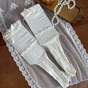 Cream lace-trimmed patchwork lace stockings, one pair / One Size