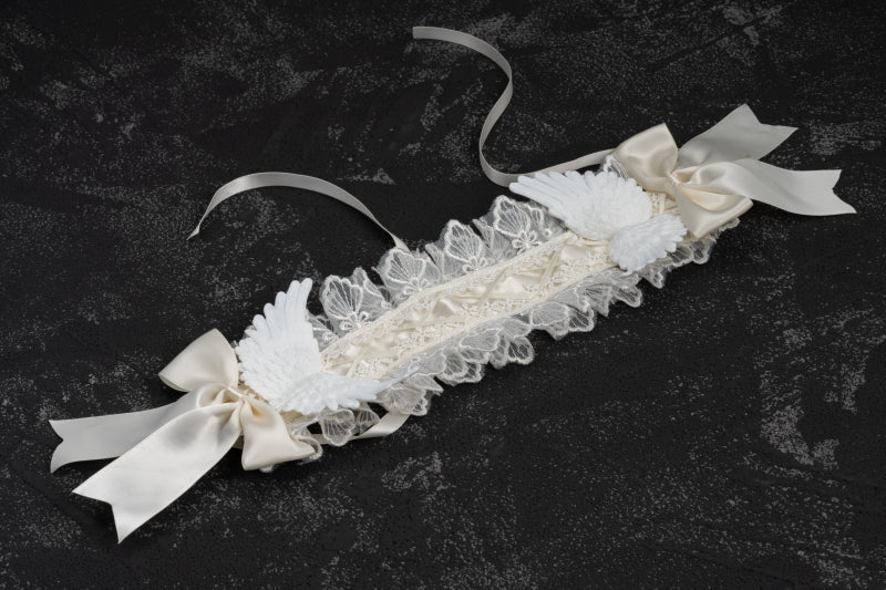 Strange Sugar - Gothic Lolita White Lace Angel - Wings Hairband Headwear