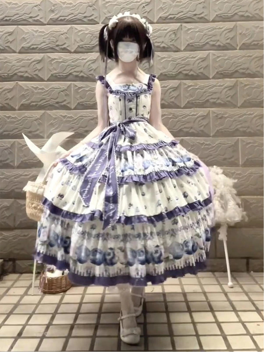Creamy - Purple Blueberry - JSK Dress with an Included Headscarf