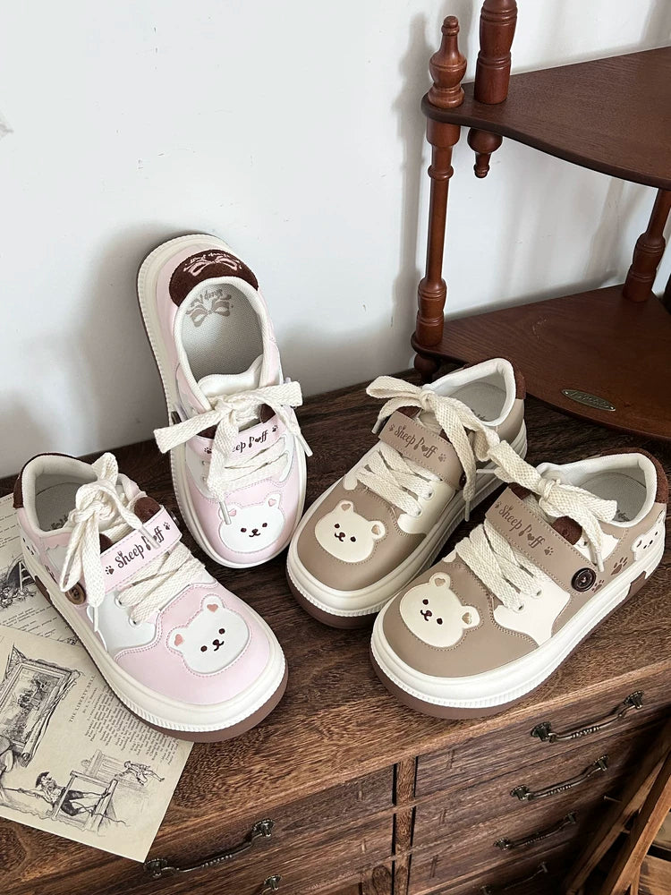 Sheep Puff Bear Runner Lolita Sneakers showing playful sheep puff design and colorful details on casual shoes by Sheep Puff.