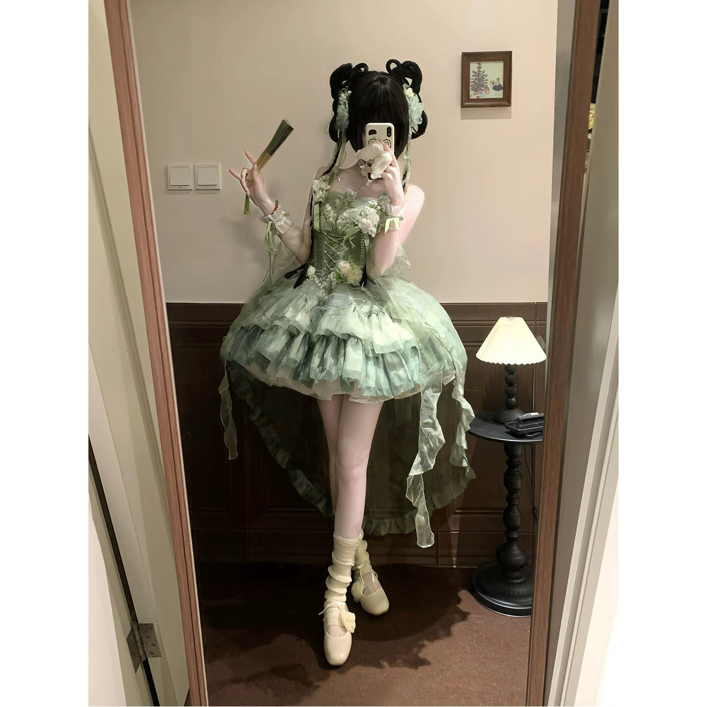 Creamy - Green Ballet Fairy - Green Chinese-Style Lolita Dress with Train
