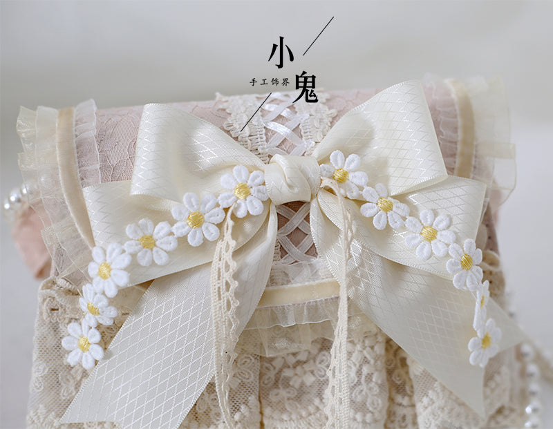 Xiaogui - Elegant Lolita Bag Daisy Pearl - Chain Lace Handbag Bag