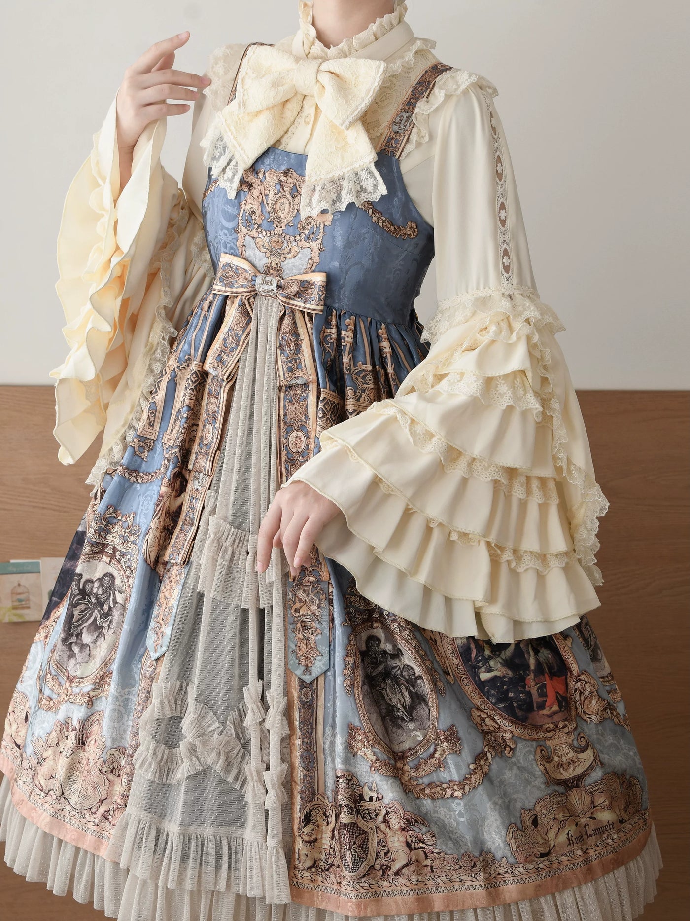 DMFS Lolita - Snow Mochi - Classic Lolita Hime Sleeve Shirt, Lace Accent