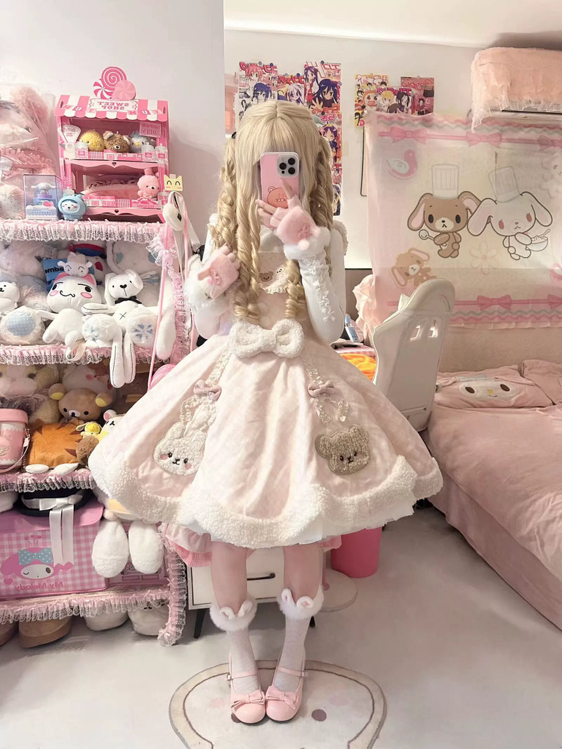 Yizhi Lamb Bunny & Bear Claw-Machine Winter JSK — additional product view
