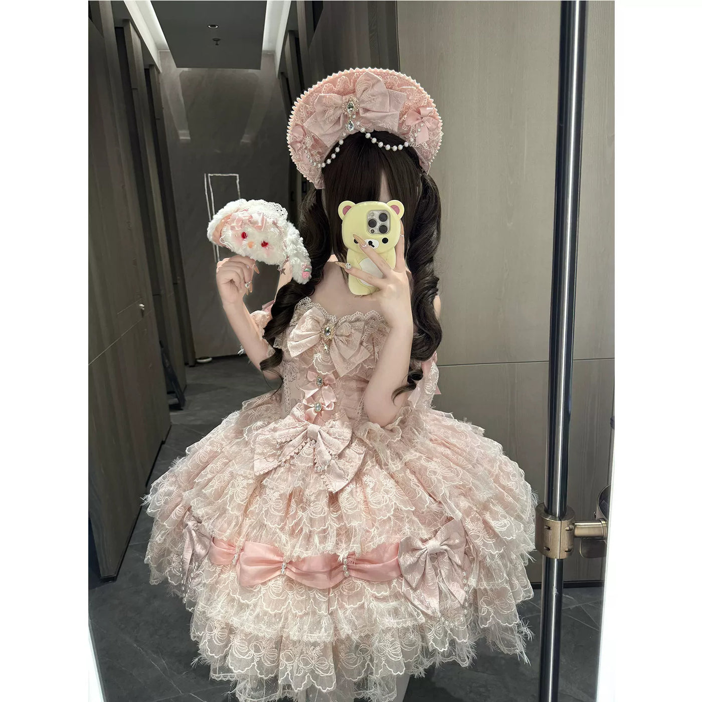 Creamy - Ballet Feather - Pink JSK with Layered Lace Ruffles