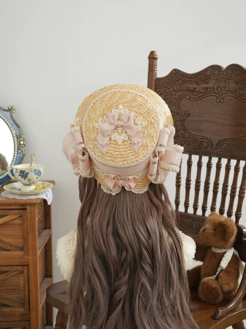 Star Box - Old Summer Shadow - Straw Bonnet with a Lace-Trimmed Brim