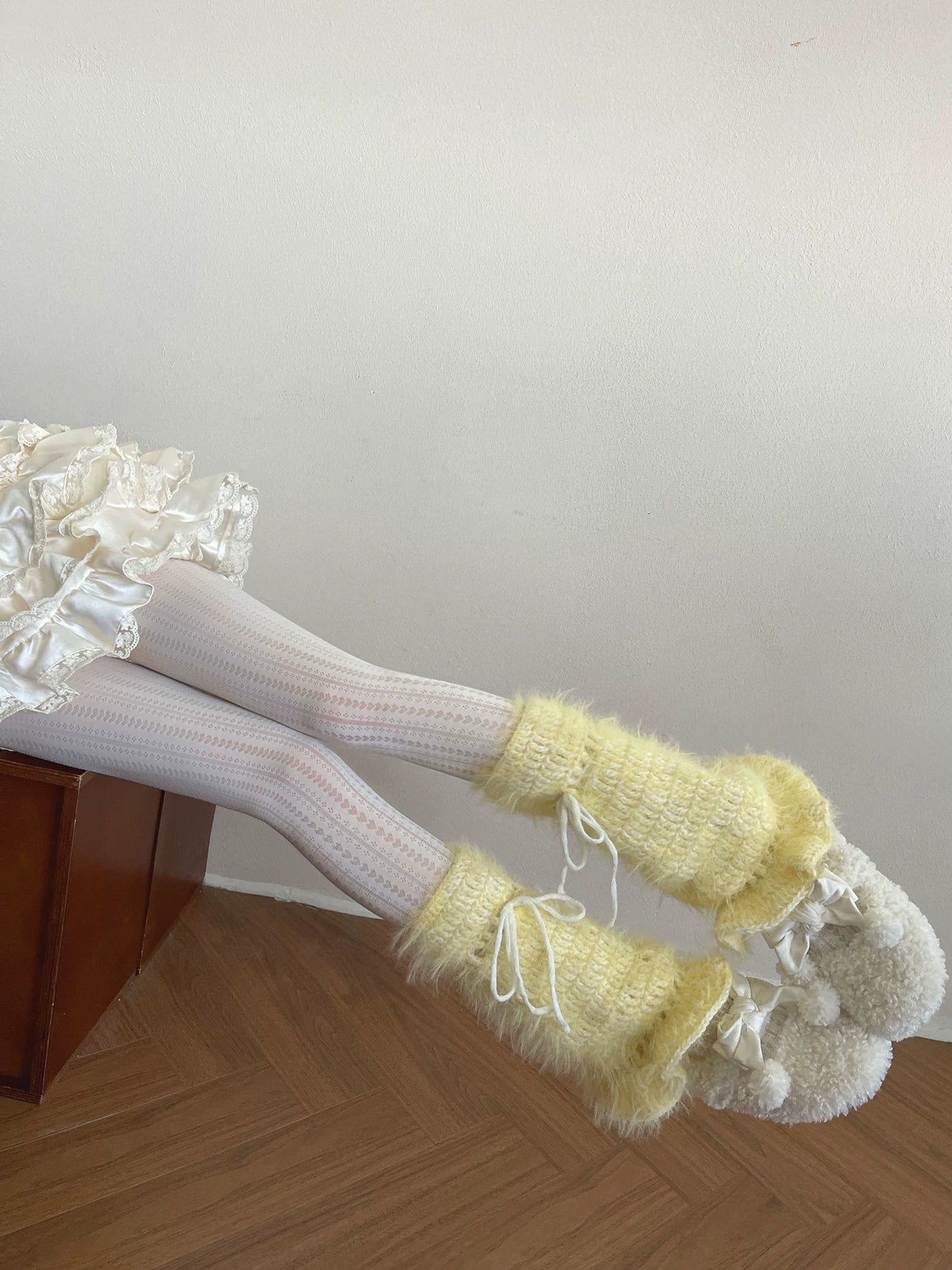 Sock Noble - Bichon Candy - Long Plush Leg Warmers with Tie Details
