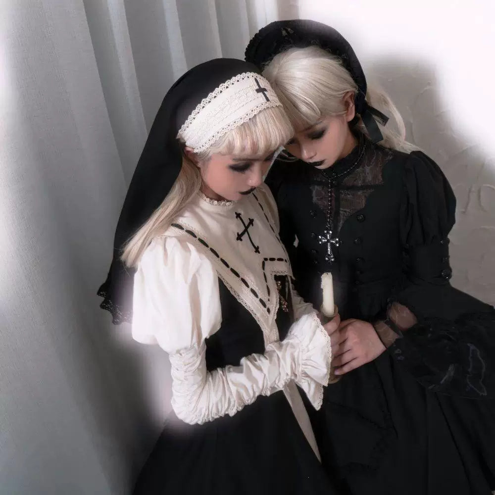 Sweetheart Dream Machine - Moonlit Prayer - Lace-Edged Cross-Motif Bonnet