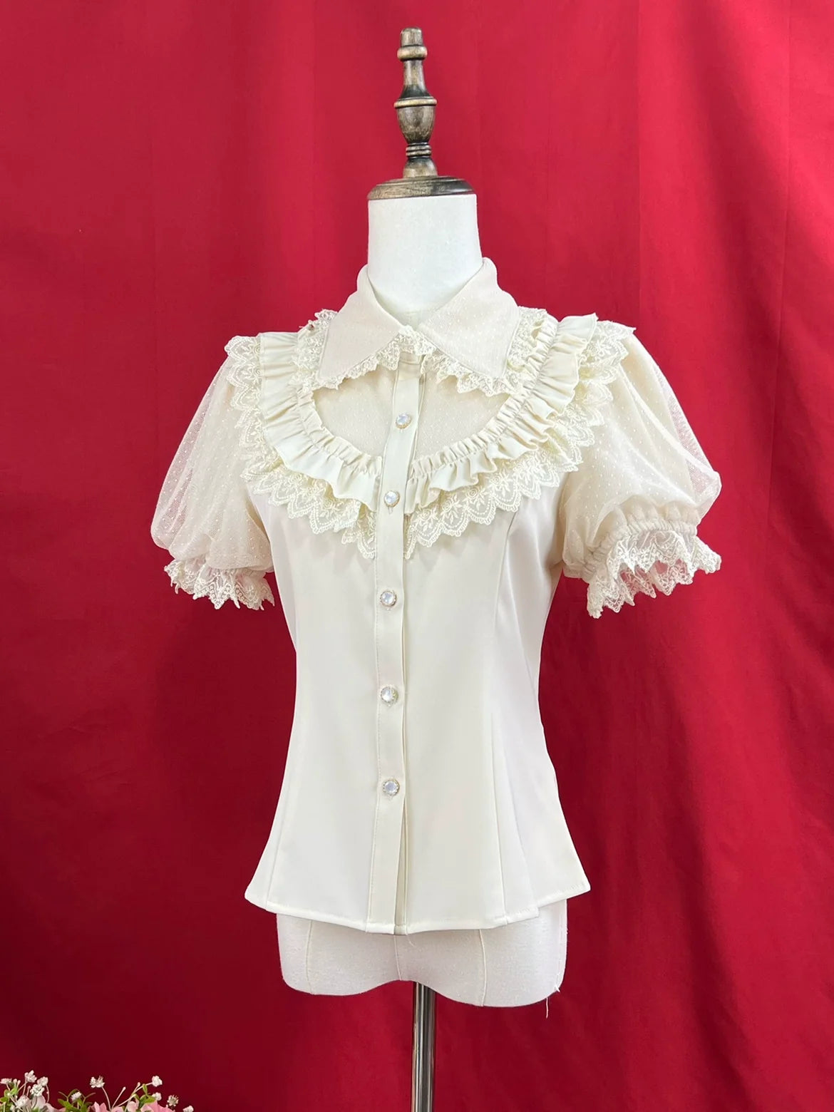 DMFS Lolita - Sweet Lolita Shirt Peter Pan Collar - Blouse Detachable Sleeves Innerwear