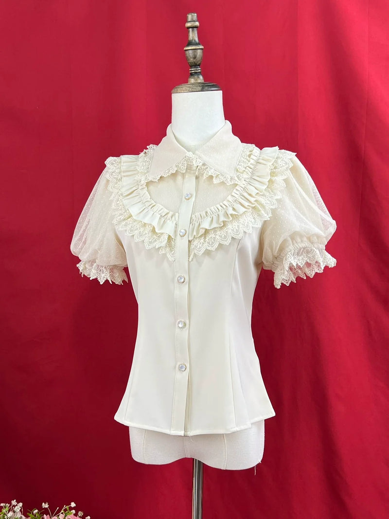 DMFS Lolita - Sweet Lolita Shirt Peter Pan Collar - Blouse Detachable Sleeves Innerwear