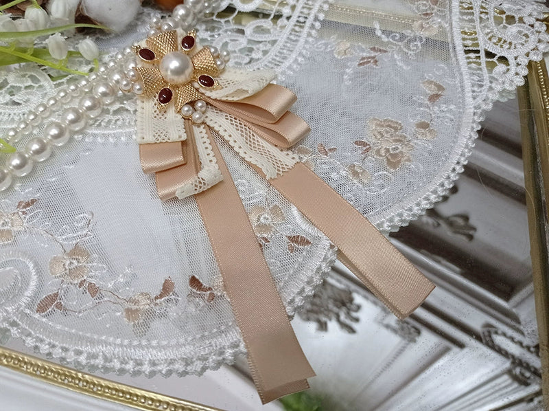 Rose Doll - Elegant Lolita Brooch Lolita Lapel Pin Multicolors Milk Tea Color Cross Brooch