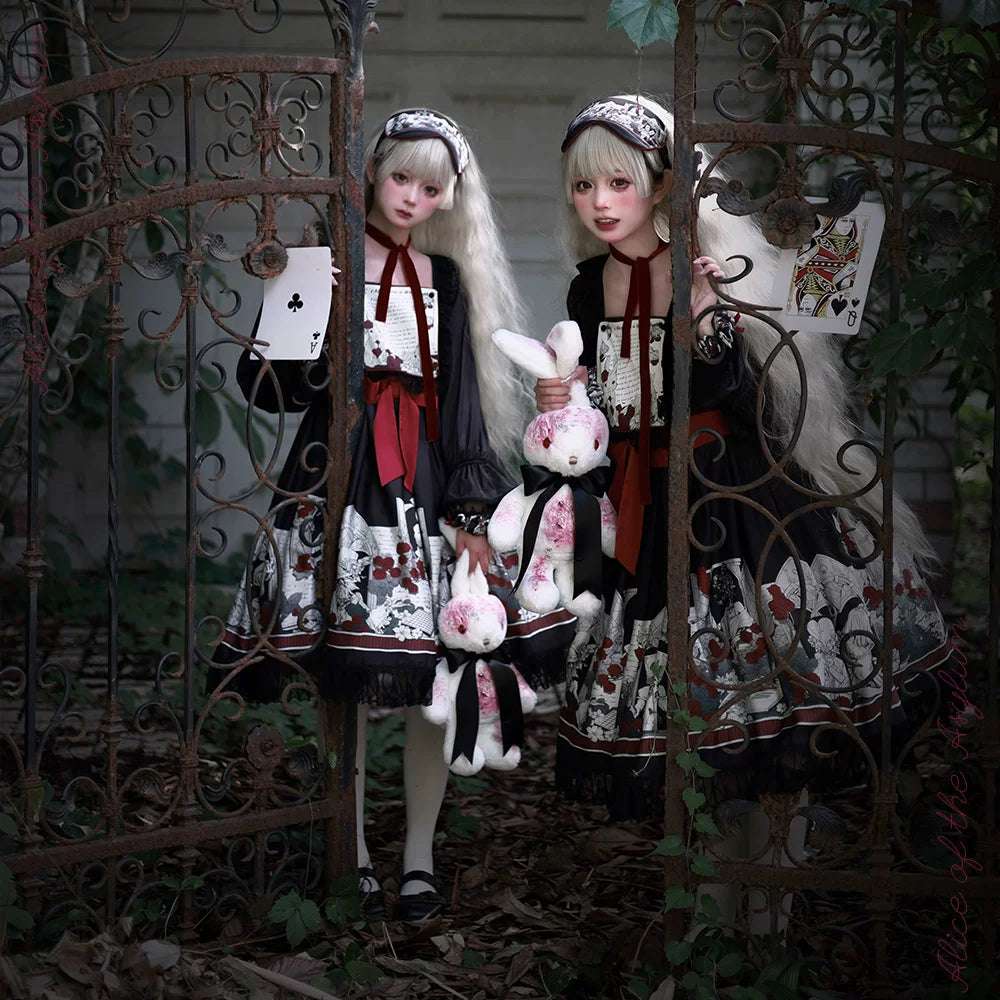 囚鸟旅店‖疯人院爱丽丝‖现货‖Lolita睡衣裙冰丝可爱柄图套头op