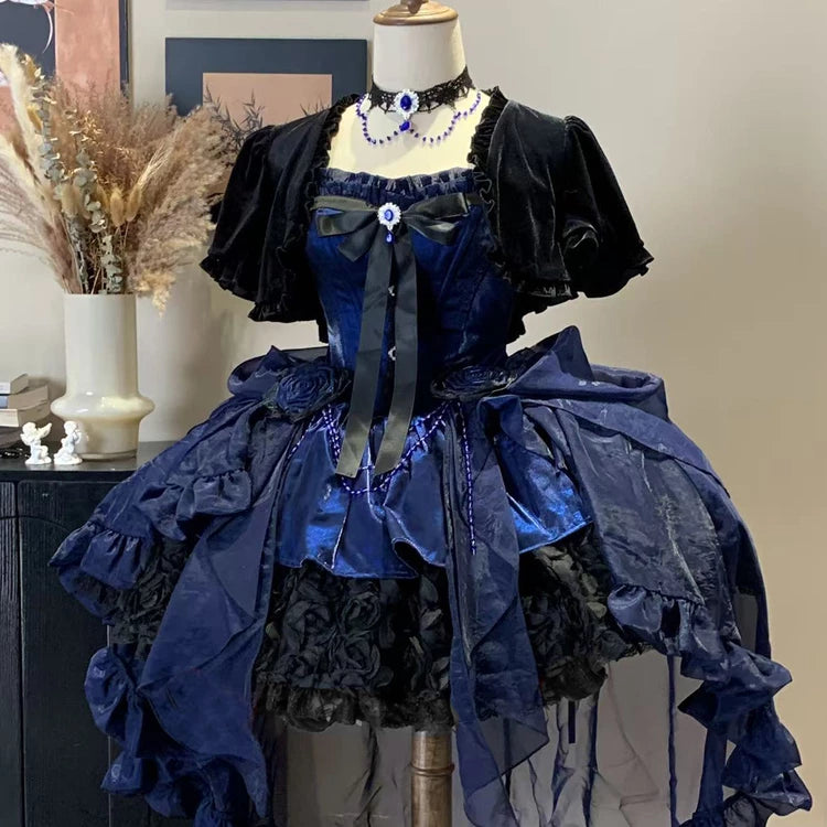 Zhisha Sea Rose Nebula Black Velvet Hime-Sleeve Bolero — additional product view