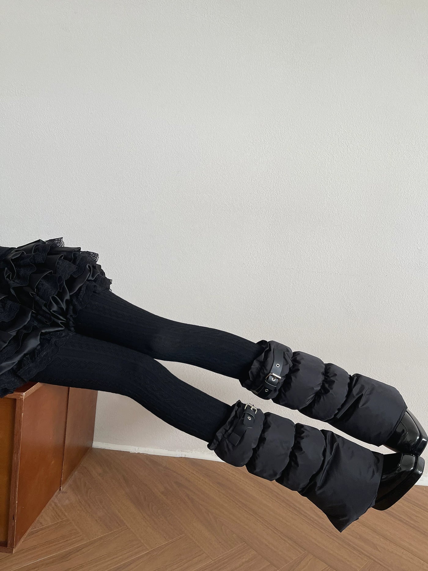 Sock Noble - Winter Cable-Knit - Black Tights or Buckle-Detail Sock Covers