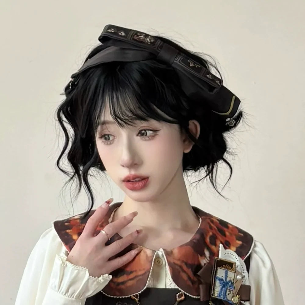 German Bookshelf - Classic Lolita Headdress, Socks, Necklace, Brooch Dark Brown KC