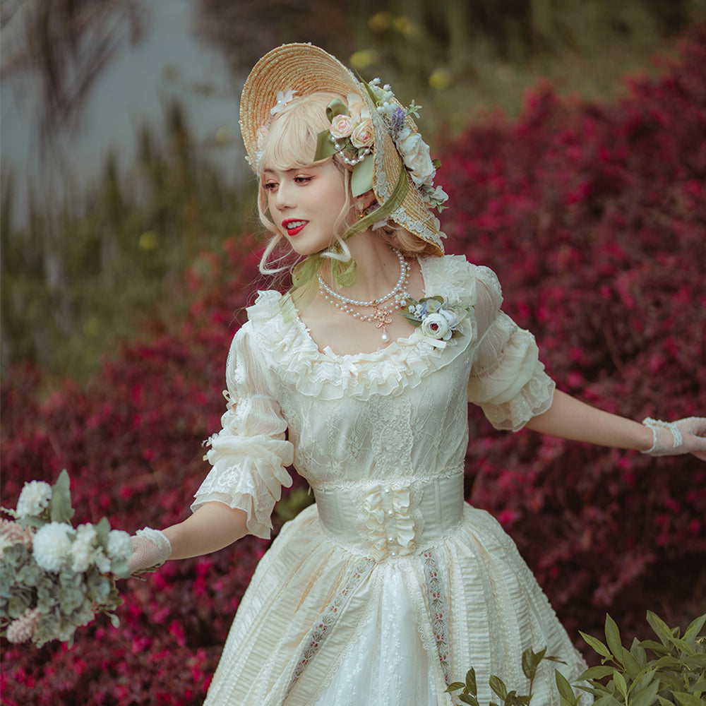 Miss Point - Sally's Garden - Lolita Flower Bow Lace Necklace