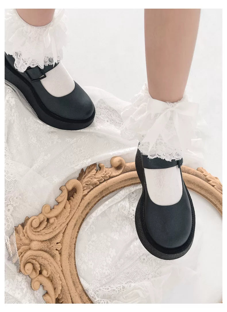 Sock Noble - Bow Lace - Short Socks with Lace Cuffs