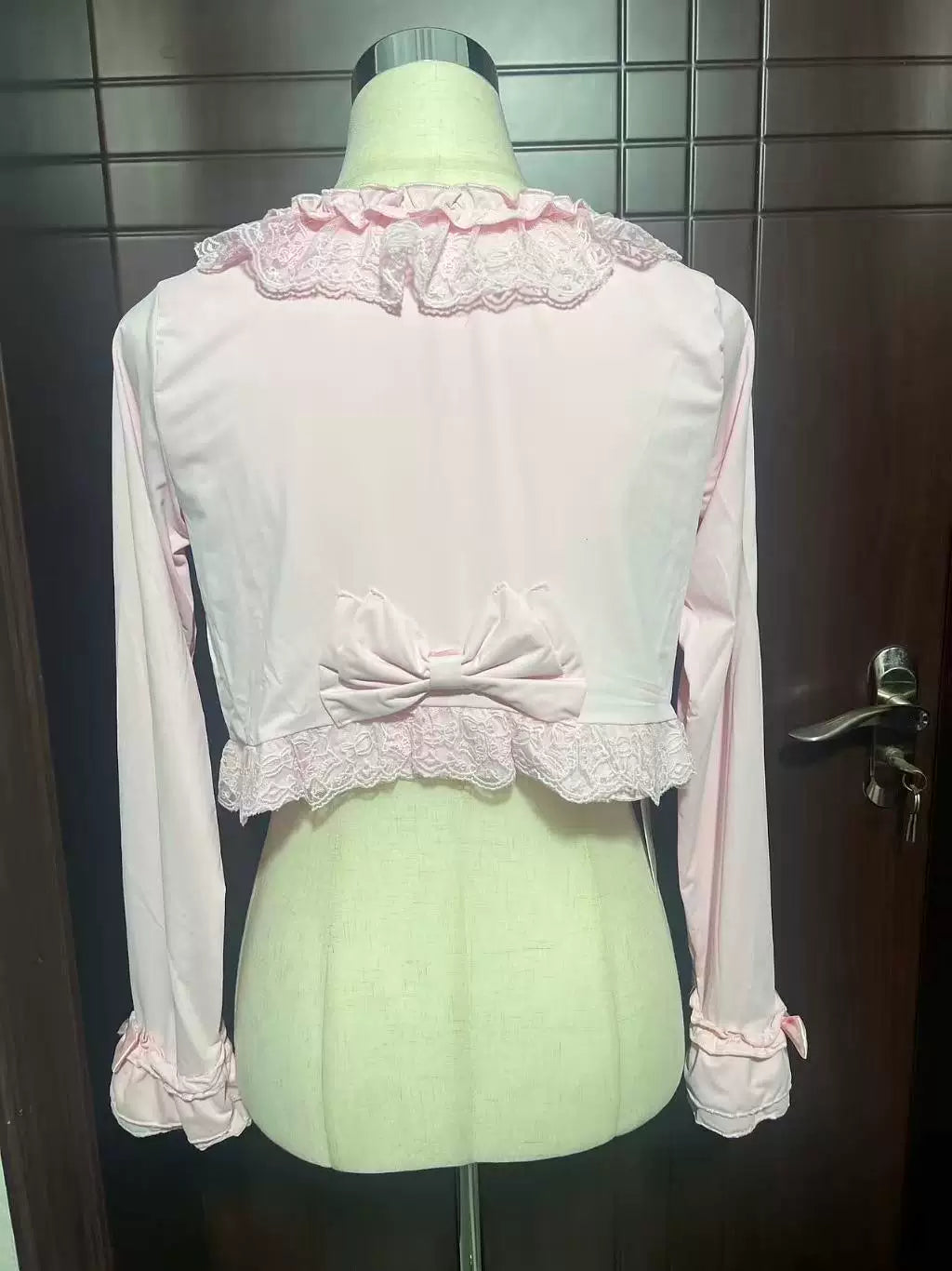 Sweetheart Dream Machine - Ice Silk Bow - Short Cardigan with Lace Trim and Large Bows