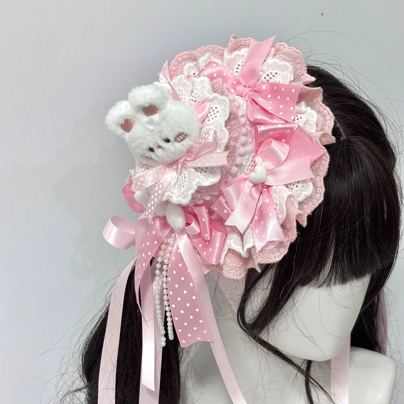 Cat Tart - Rabbit Girl - Small Top Hat or Side Hair Clip with Ribbon Bows
