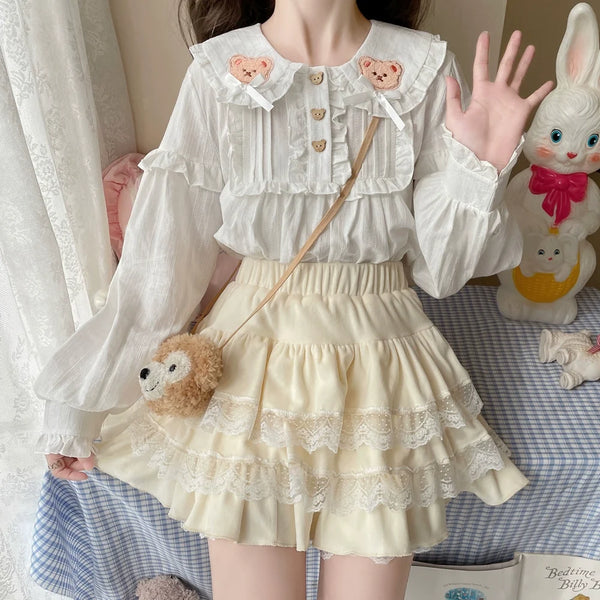 Sugar Girl - Kawaii Lolita Skirt Lace Cake Short - SK SK Skirt
