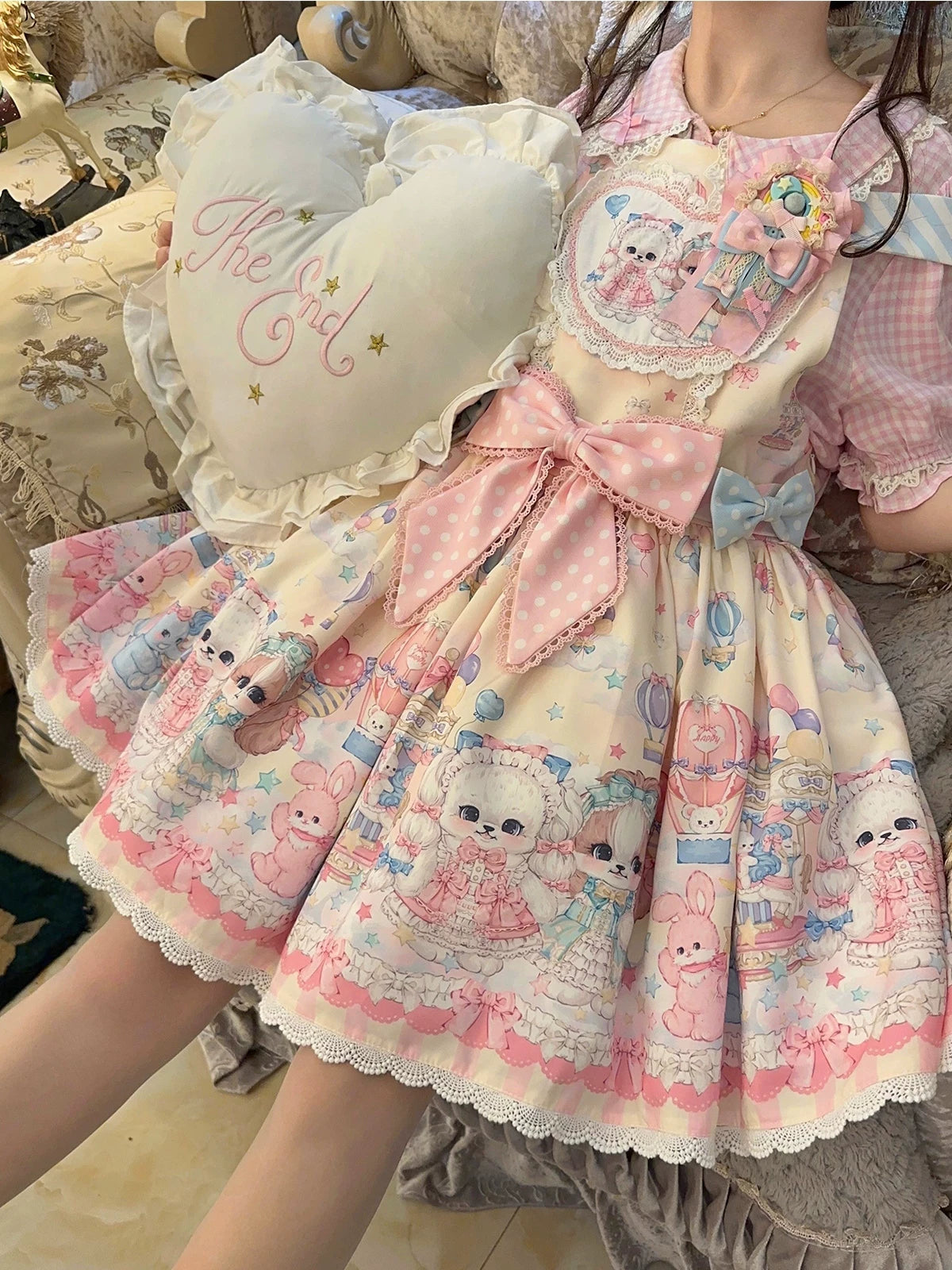 Puppy Paradise - Sweet Printed Pinafore JSK Dress - detail view 2