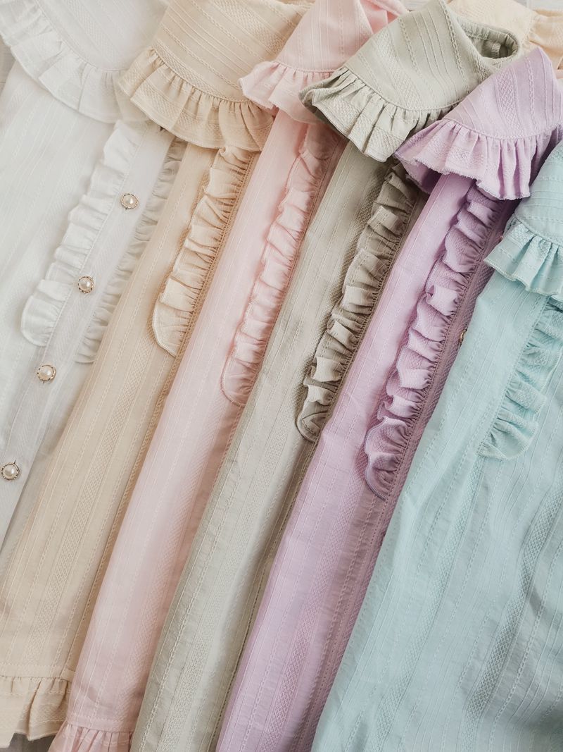 Yilia - Cotton Sweet Lolita Blouse - Flounce Ruffles Innerwear