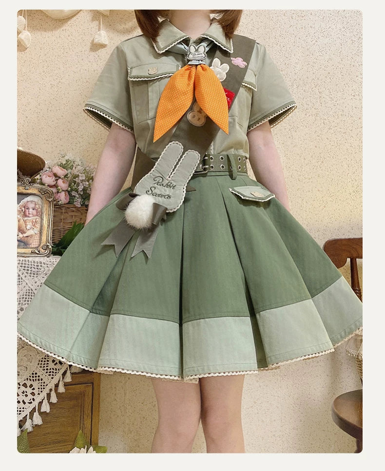 Baozi Pig - Rabbit Spring Outing - Lolita Hat or Sash with Patch Embroidery
