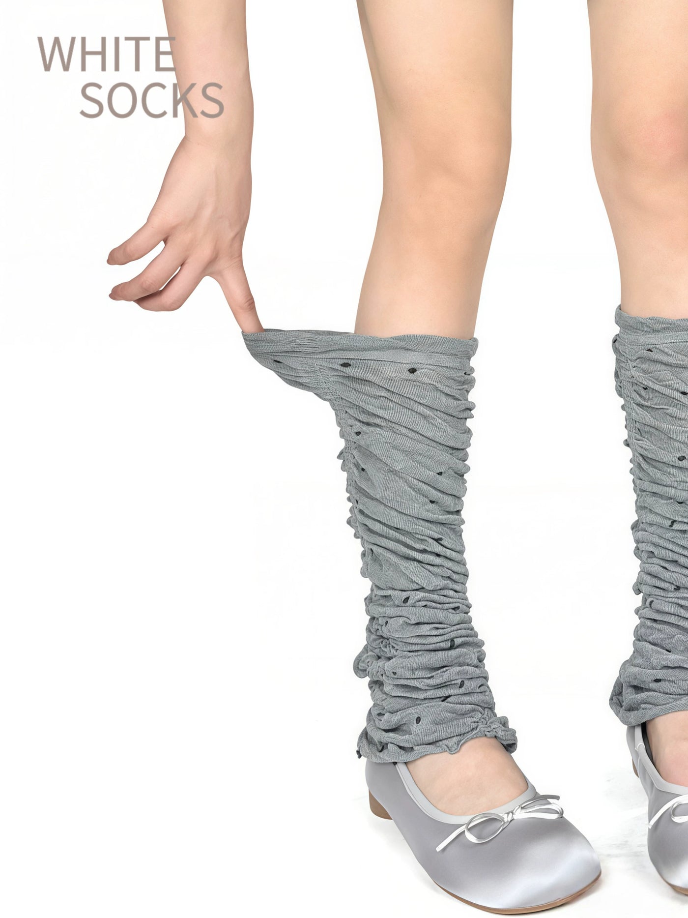 White Socks - Ballet Polka Dot - Polka-Dot Calf Sock Covers