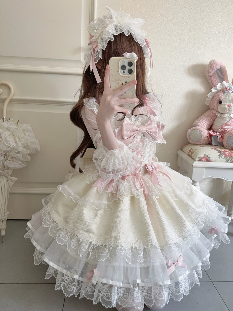 Sugar Girl- Fleeting Isle - Sweet Lolita Ballet Style Jumper Dress (L M S) 43597:781030