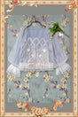 M / blouse bleue en voile de coton blanc