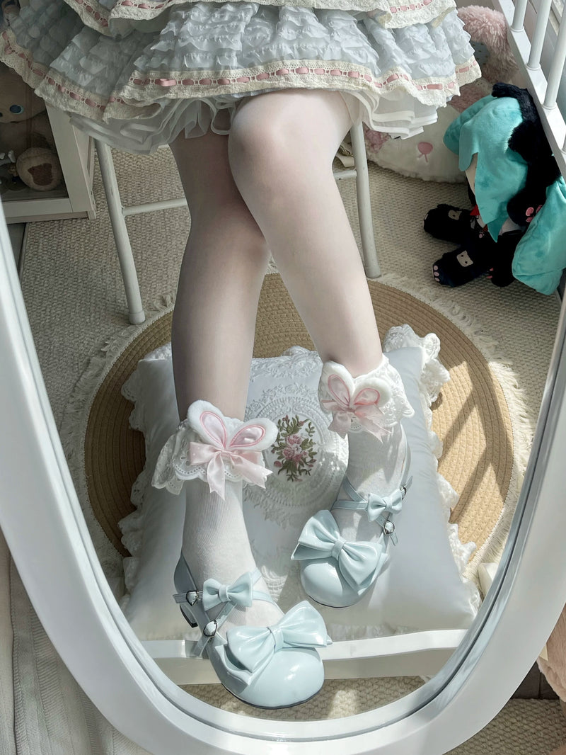 Fantasy Doll - Dreamy Doll - Mid-Calf Socks with Bunny-Ear Lace Cuffs