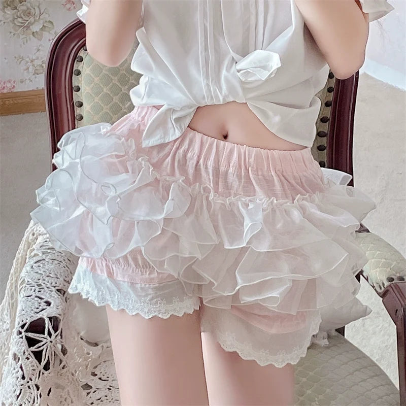 Sugar Girl - Cotton Lolita Bloomers - Ruffled Hem Cake Safety Shorts Other Surprise