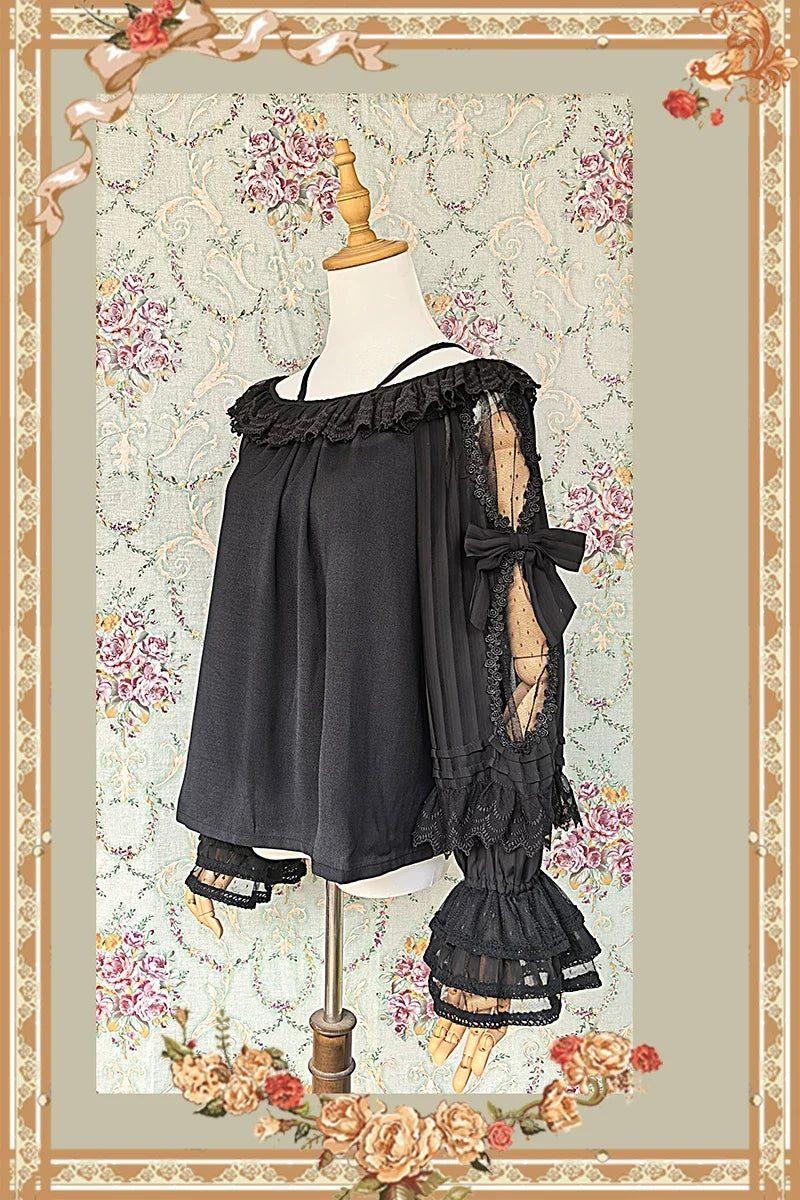 Infanta - Canon Of Floral Melody - Gothic Lolita Black JSK Dress, Jacquard Pattern