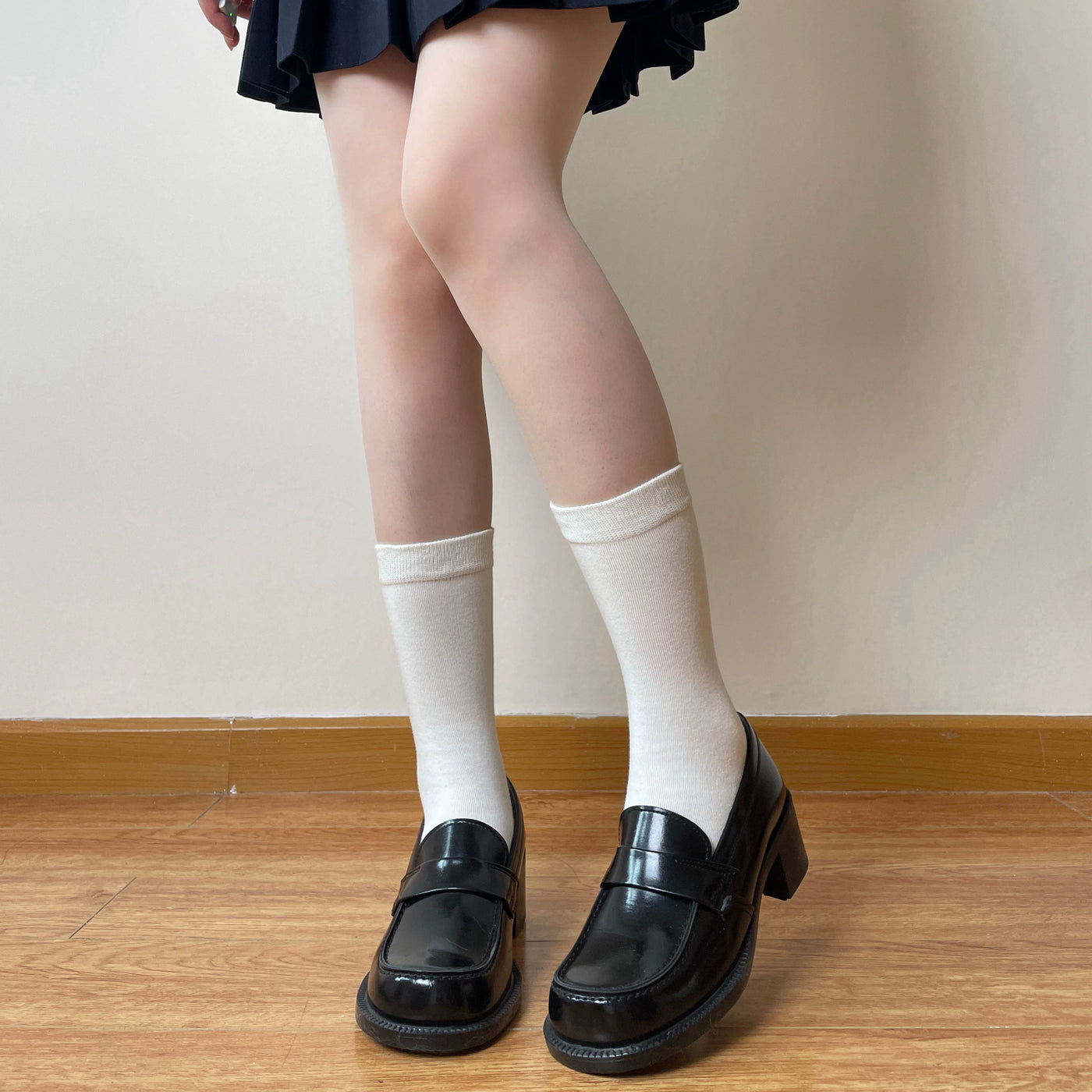Chubby Bear Tales - Custard Bun - Two-Pair Ribbed Tube Socks in Multiple Lengths