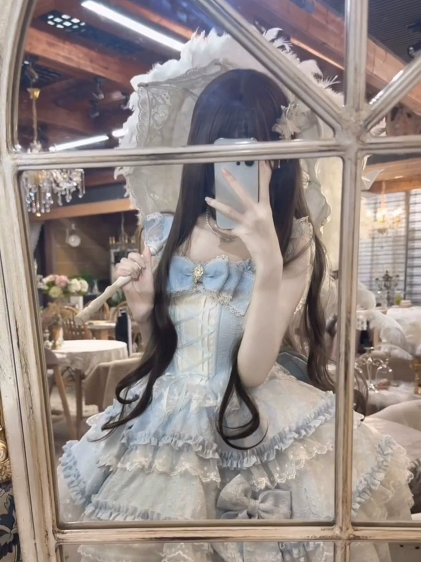 Dream Bunny - Cloud Fluff Sweetheart - Ruffled JSK with Train and Waist Bow