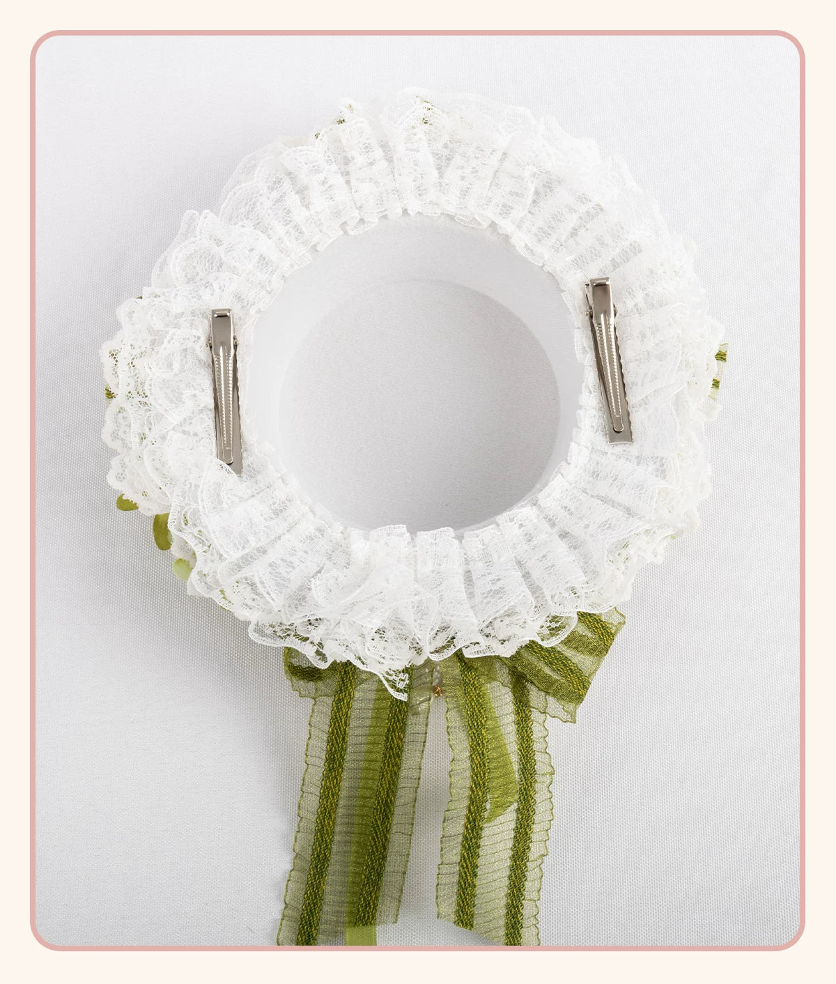 Stardust Rose - Lily of the Valley Woodland - Green Lace Lolita Headwear with Floral Ribbons