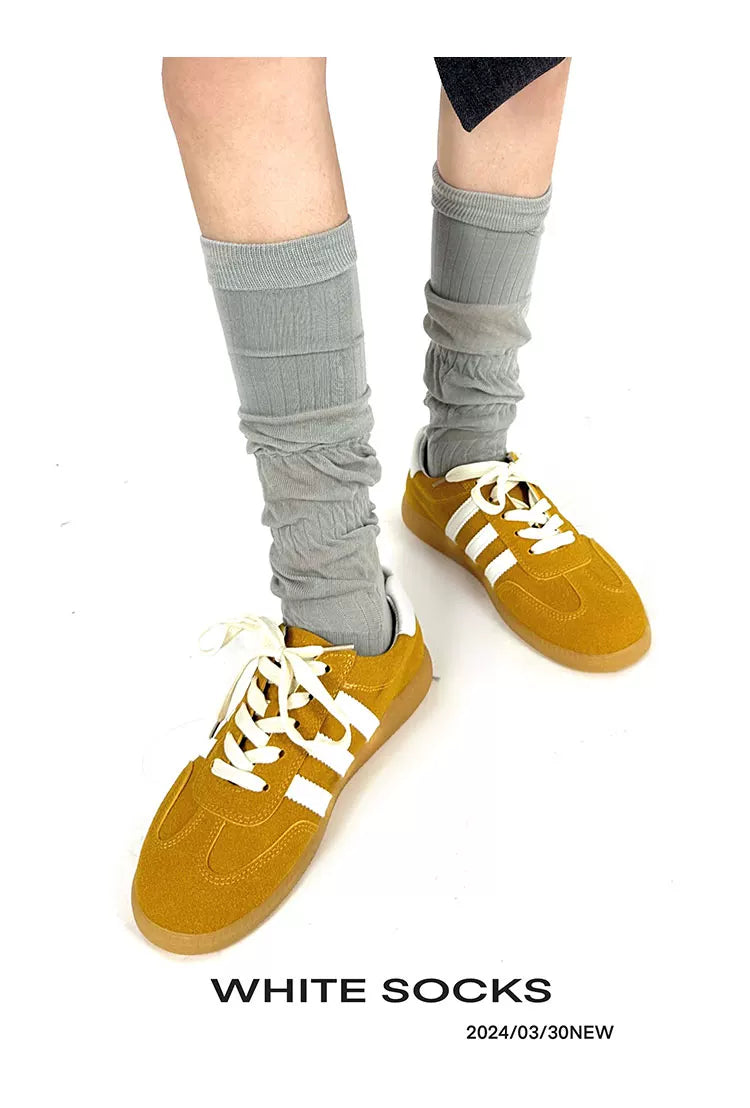 White Socks - Ballet Twist - Calf-Length Slouch Socks with a Gathered Twist