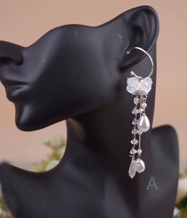 Rose of Sharon - Classic Lolita Artificial Pearl - Earrings with Rhinestone Earrings
