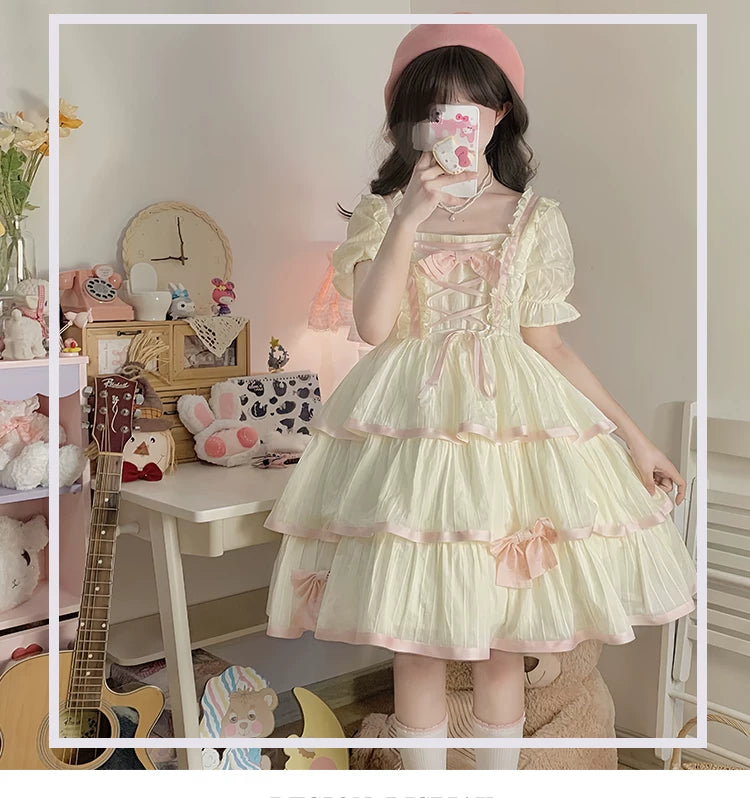 Yueele - Blush Bridal Garden - Plus-Size Sweet Lolita OP Dress - detail view 6